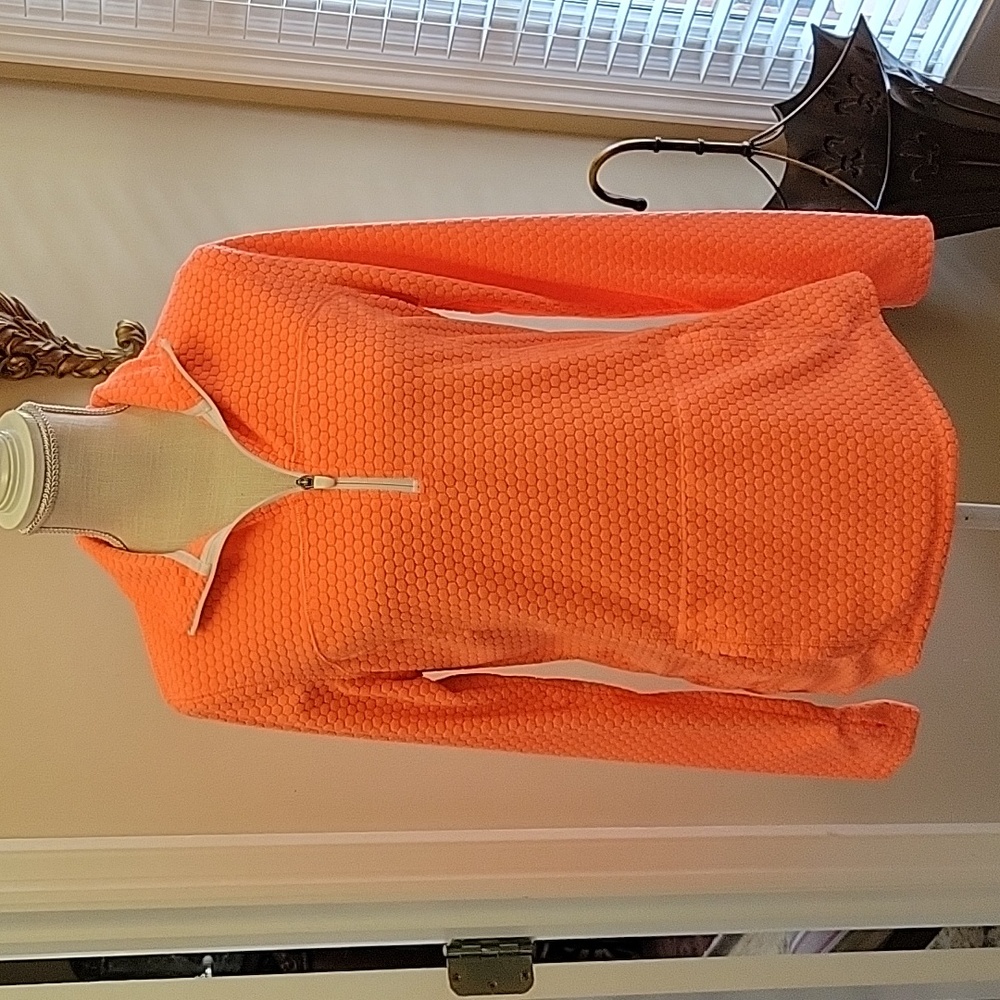 Tek Gear coral 1/4 zip top honeycomb texture long sleeve front pockets Med EUC…
